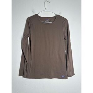 Sivvan Basic Long Sleeve Top T-Shirt Women’s Size M Cacao Brown Cotton Blend
